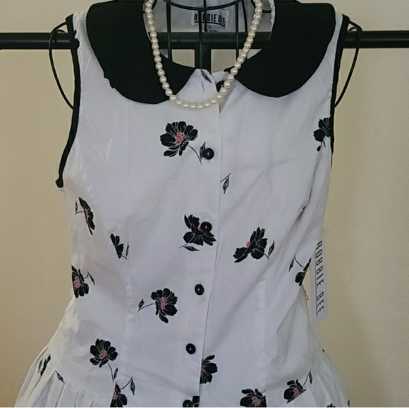 Robbie Bee Dress Vintage style White with black size 10 - Picture 2 of 9